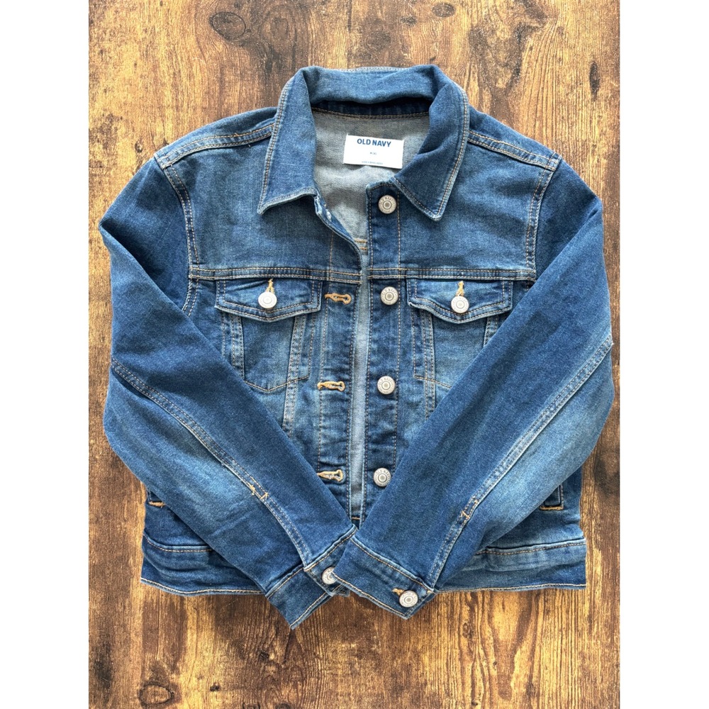 Old Navy Girls Medium Wash Denim Trucker Jacket Size M 8 Blue Jean Jacket